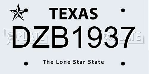 DZB1937 Texas License Plate