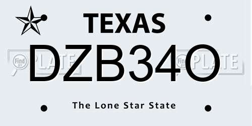 DZB34O Texas License Plate