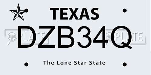 DZB34Q Texas License Plate