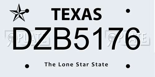 DZB5176 Texas License Plate