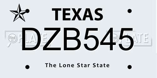 DZB545 Texas License Plate
