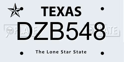 DZB548 Texas License Plate