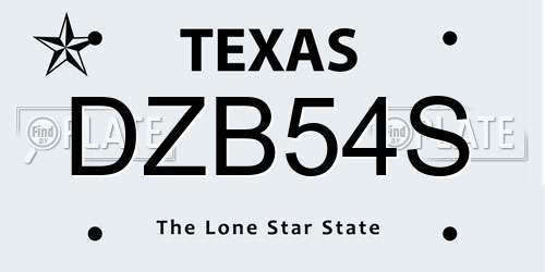 DZB54S Texas License Plate