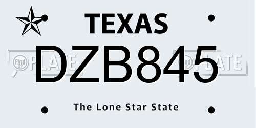 DZB845 Texas License Plate