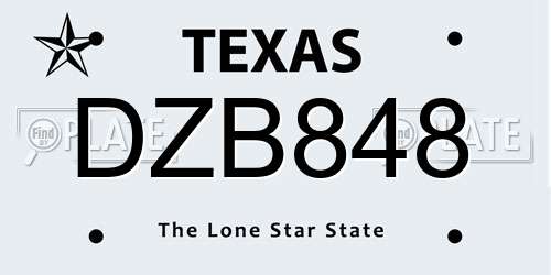 DZB848 Texas License Plate