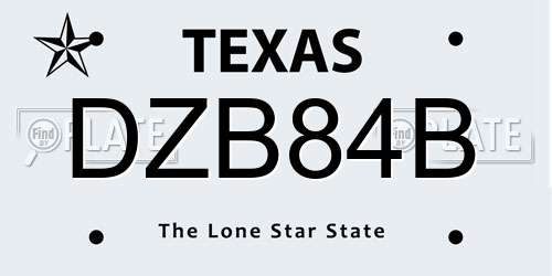 DZB84B Texas License Plate