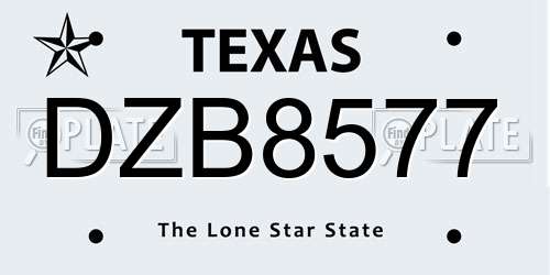 DZB8577 Texas License Plate