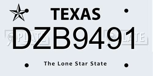DZB9491 Texas License Plate