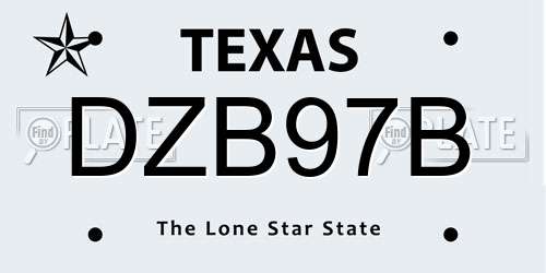 DZB97B Texas License Plate