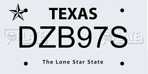 DZB97S Texas License Plate