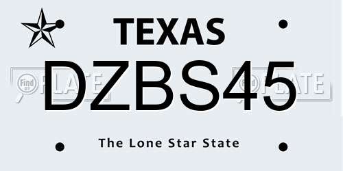 DZBS45 Texas License Plate