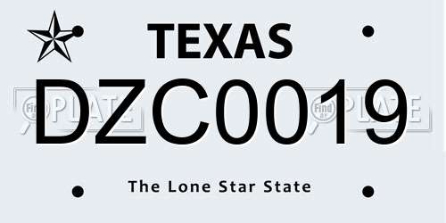 DZC0019 Texas License Plate