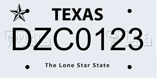 DZC0123 Texas License Plate