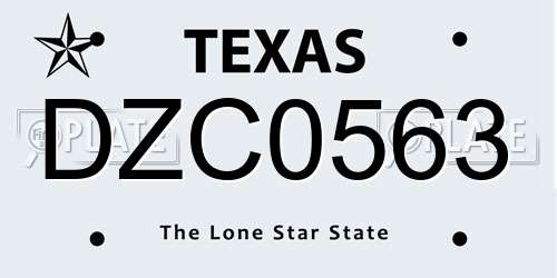 DZC0563 Texas License Plate