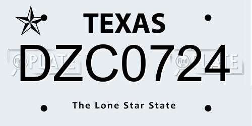 DZC0724 Texas License Plate