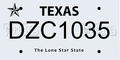 DZC1035 Texas License Plate