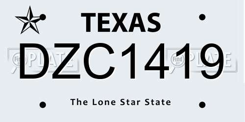DZC1419 Texas License Plate