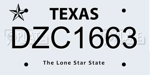 DZC1663 Texas License Plate