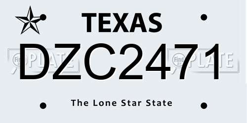 DZC2471 Texas License Plate