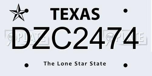 DZC2474 Texas License Plate