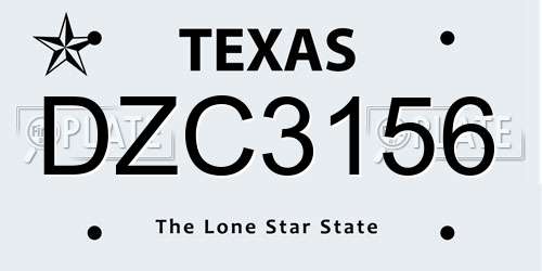 DZC3156 Texas License Plate