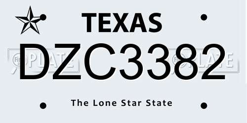 DZC3382 Texas License Plate