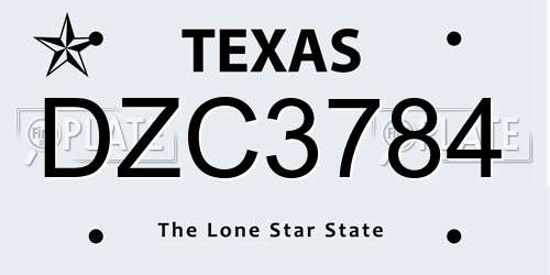 DZC3784 Texas License Plate