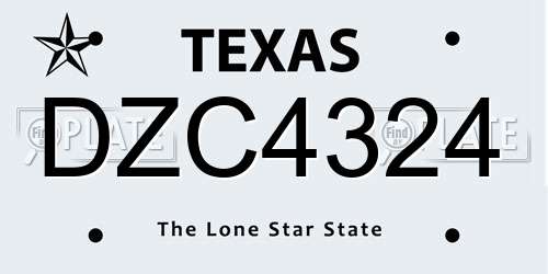 DZC4324 Texas License Plate