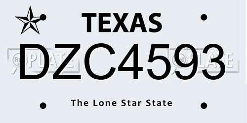DZC4593 Texas License Plate