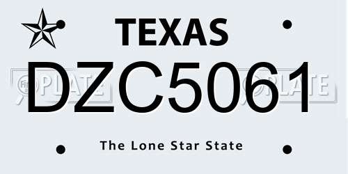 DZC5061 Texas License Plate