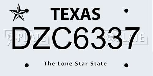 DZC6337 Texas License Plate