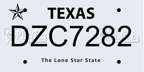 DZC7282 Texas License Plate