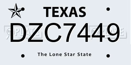 DZC7449 Texas License Plate