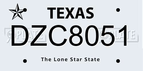 DZC8051 Texas License Plate