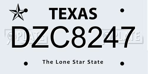 DZC8247 Texas License Plate