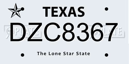 DZC8367 Texas License Plate