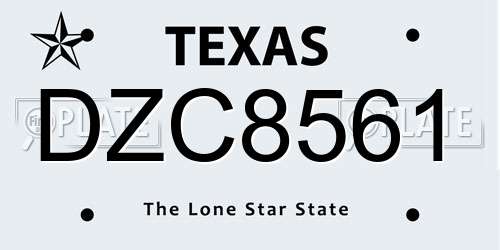DZC8561 Texas License Plate