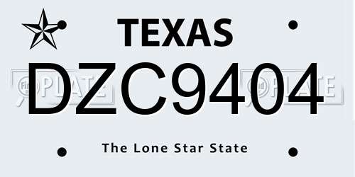 DZC9404 Texas License Plate
