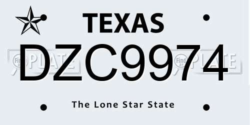 DZC9974 Texas License Plate
