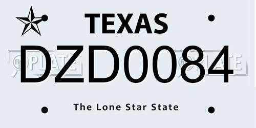 DZD0084 Texas License Plate