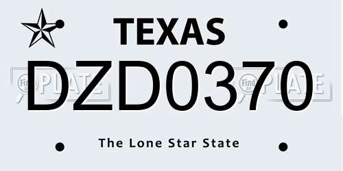 DZD0370 Texas License Plate
