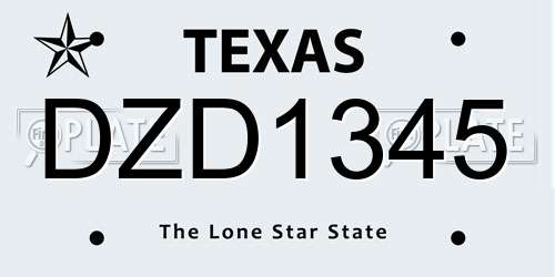 DZD1345 Texas License Plate