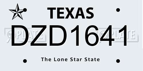 DZD1641 Texas License Plate