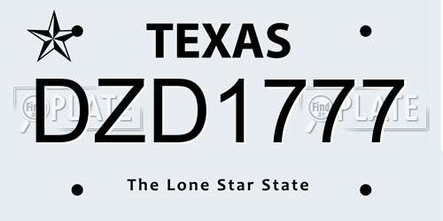 DZD1777 Texas License Plate