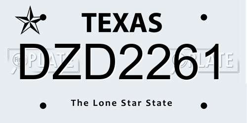 DZD2261 Texas License Plate