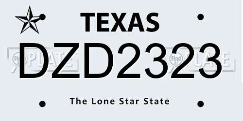 DZD2323 Texas License Plate