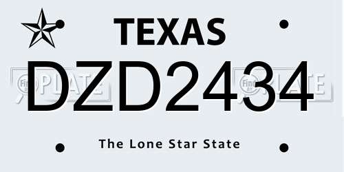 DZD2434 Texas License Plate