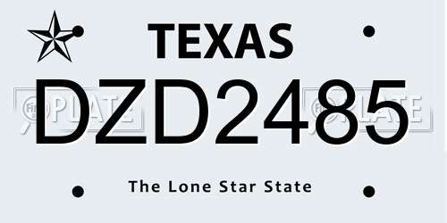 DZD2485 Texas License Plate