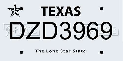 DZD3969 Texas License Plate