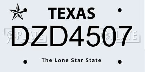 DZD4507 Texas License Plate